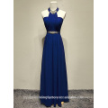 Alibaba Elegant Long New Designer Neck Royal Blue Color Chiffon Beach Evening Dresses Or Bridesmaid Dress With Crystal Bead LE29